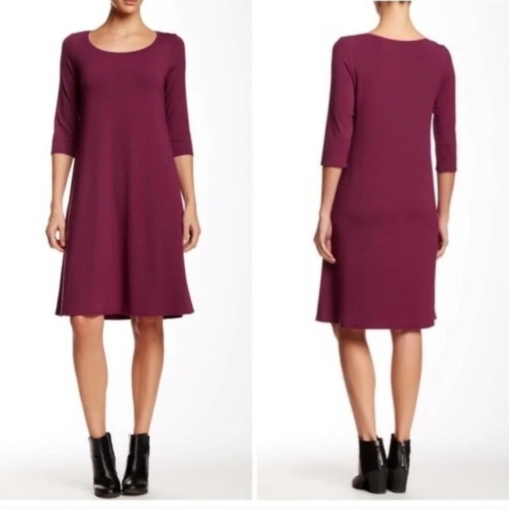 Eileen Fisher Rich Burgundy Long Sleeve Dress